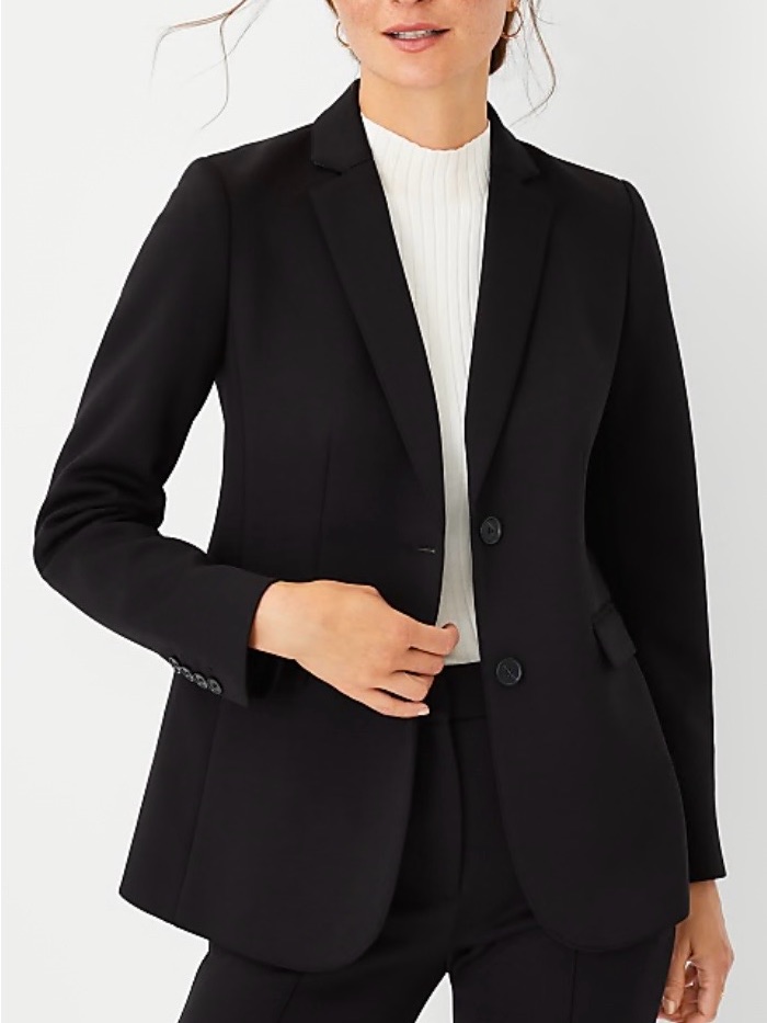 Ann Taylor Black Two-Button Tailored Blazer